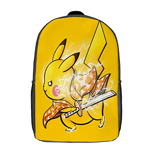 Charming Pikachu Middle School Backpack 17 Inch Unisex College Student School Bookbag for Women Men Laptop Backpack