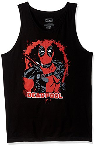 Marvel Official Painted Deadpool Men's Tank Top, Black, Large