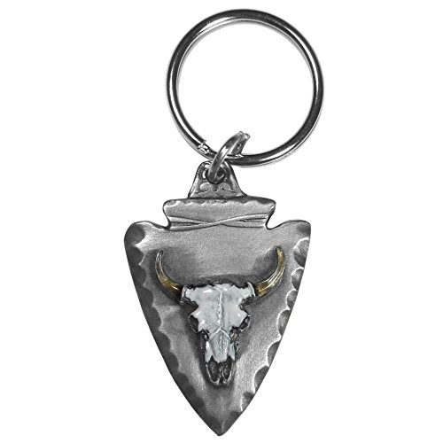 Siskiyou Automotive KR158E Metal Key Chain (Buffalo Skull On Arrowhead Enameled Details)