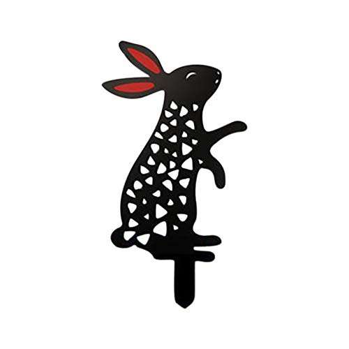 Rickitrty 1PC Animal Silhouette Stake, Rabbit Yard Decorations Outdoor, Easter Gardens Design Art Metal Rabbit Statues, Black Bunny Rabbit Garden Stake Yard Art Lawn Outdoor Patio Home Decor -C-