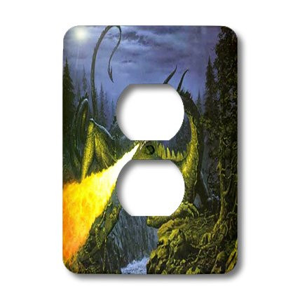 3dRose lsp_100739_6 Fire Breathing Dragon 2 Plug Outlet Cover