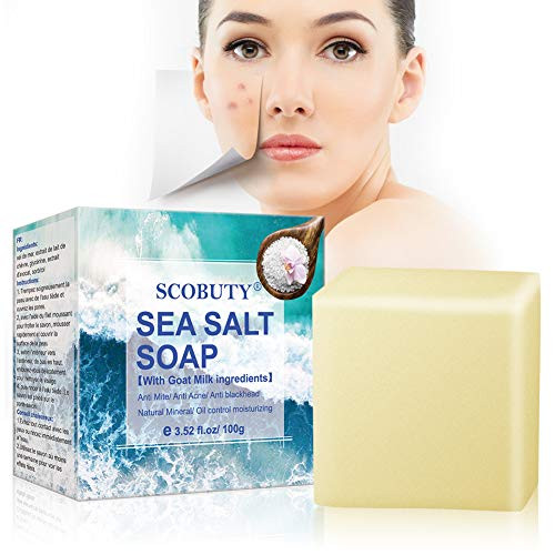 Sea Salt Soap, Sea Mineral Soap, Invigorating Bath Soap, Cleaner Removal Pimple Pores Acne Goat Milk Moisturizing Face Care Soap, for All Skin type Sea Salt Soap, Sea Mineral Soap, Invigorating Bath Soap, Cleaner Removal Pimple Pores Acne Goat Milk Moisturizing Face Care Soap, for All Skin type