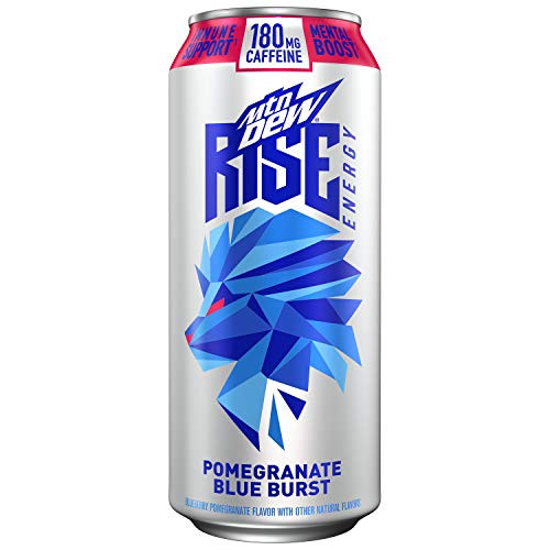 MTN DEW RISE ENERGY, Pomegranate Blue Burst,16 Oz cans, 12 Count