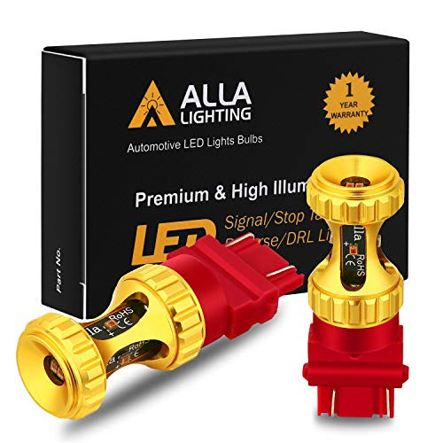 Alla Lighting 3156 3157 LED Red Bulbs 3000lm Extreme Super Bright Turn Signal Stop Brake Tail Lights for Cars, Trucks, Motorcycles T25 3057 3457 4157 4057