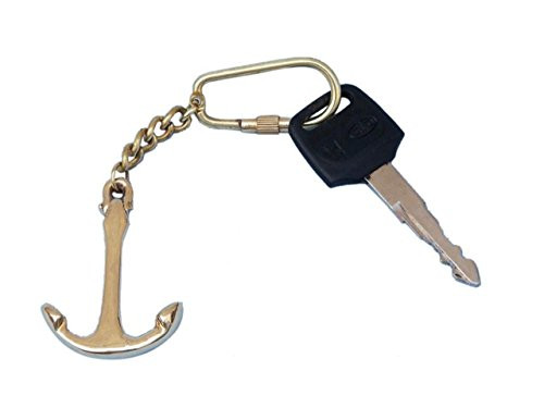 Hampton Nautical K-233 Brass Anchor Key Chain 5" - Nautical Decor - Nautical Home Decoration