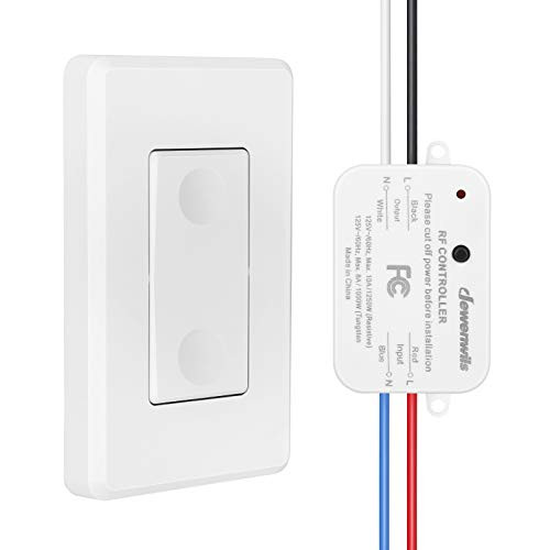 DEWENWILS Wireless Light Switch and Receiver Kit, No in-Wall Wiring Required,Remote Control Wall Switch Lighting Fixture for Ceiling Lights, Fans, Lamps,100 Ft RF Range, Programmable
