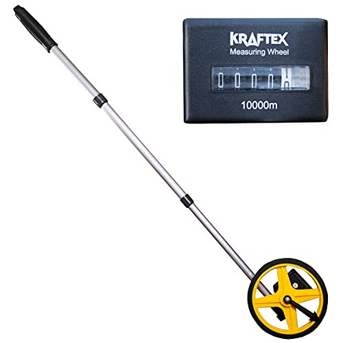 Distance Measuring Wheel Tool In METERS -Up To 9,999m- Roller Wheel Tape Measure For Surveyors and DIY -Wheel with 6 inch Diameter- Metric Rolling Measurement Wheel For Walking