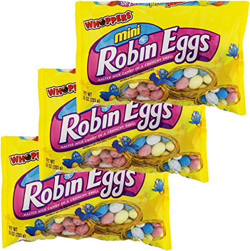 EASTER CANDY SPECKLED MINI ROBIN EGGS - Whoppers Malted Milk Candy In A Crunchy Shell - EASTER BASKET NEST CANDIES - Perfect Holiday Snack For Kids and Adults - 13.75 Oz - 3 Pack -Mini Robin Eggs-