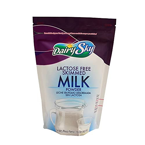 DairySky Lactose Free Milk Powder - Shelf Stable Powdered Nonfat Dairy Milk in Resealable Pouches - High Protein, Kosher, Non-GMO, Zero Gluten - For Coffee, Tea, Cooking, Baking - 16 oz