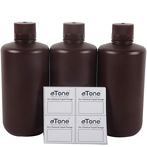 3X 1000ml Darkroom Chemical Storage Bottles Liquid Container Film Photo Developing Processing Equipment Printing Photosensitive UV Resin LCD/DLP Storage Amber Bottle 1L