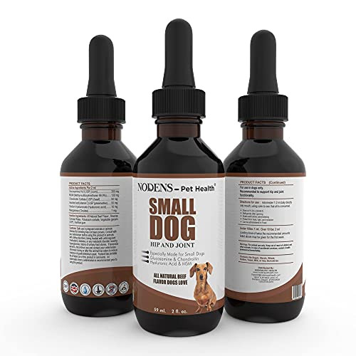 NODENS Small Dog Hip and Joint - Glucosamine for Dogs with Chondroitin  and  Opti-MSM Hyaluronic Acid for Improved Joint Flexibility  and  Natural Pain Relief from Arthritis - 2floz Liquid