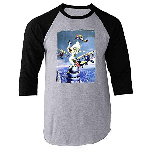 Queen Kong by Frank Frazetta Art Black XL Raglan Baseball Tee Shirt