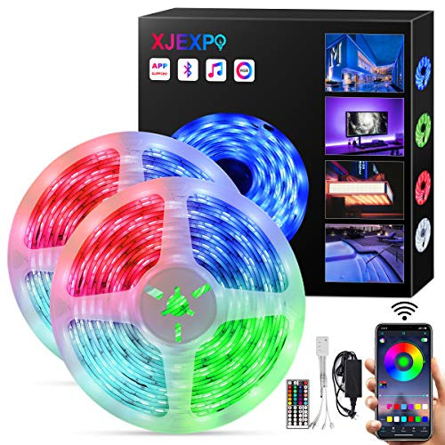 LED Strip Lights Bluetooth Led Lights with App Control Remote, 32.8ft RGB LED Strip Lights for Bedroom,Led Light Strips Music Sync Color Changing Lights for Room Party,Waterproof