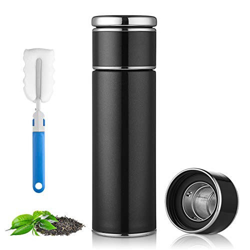 ONEISALL Tea Infuser Bottle - 14oz Insulated Travel Tea Tumbler Keep Hot and Cold For Loose Leaf Tea, Coffee, Herbal, Tea Bags - Leakproof Stainless Steel Tea Mug with Infuser
