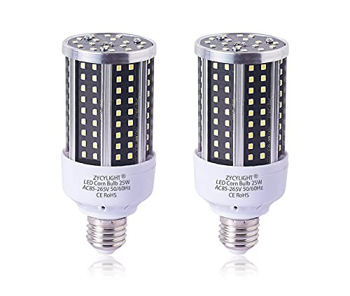 LED Corn Light Bulb, 200 Watt Equivalent Bulb, 25W Led Corn Light Bulb,Bright LED Bulb, Daylight 6000K, 2000LM E26 / E27 Base, for Photo Light,Warehouse,Garage, Barn, Patio, Basement,Barn,2 Pack