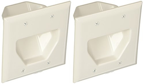 Datacomm 450002WH-2 2 Gang Recessed Low Voltage Cable Plate- 2 Pack