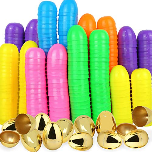 300 Pack Bulk Easter Eggs Hinged Fillable Easter Eggs In Polly Bag Easter Egg Hunt?288 Easter eggs  plus 12 Golden Eggs?