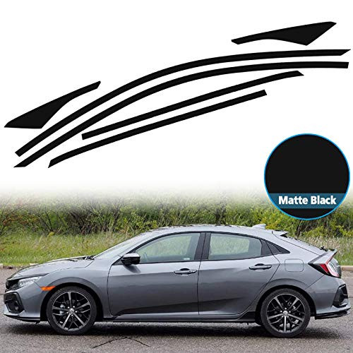 Xotic Tech Window Trim Chrome Delete Blackout Overlay Kit Pre-Cut Vinyl KK Compatible with Honda Civic Hatchback 2016 2017 2018 2019 2020 10th gen - Matte Black
