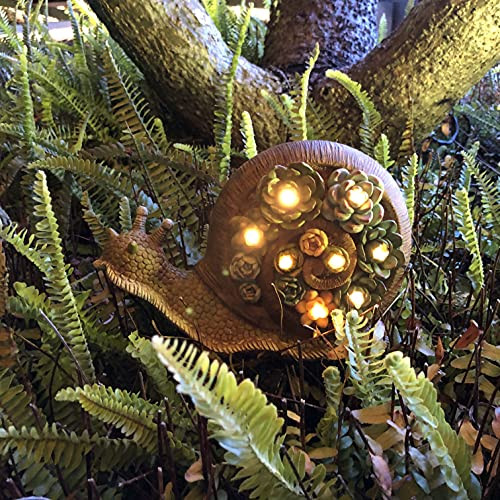 ALLADINBOX Garden Statue Snail Figurine - Resin Statue with Solar LED Lights for Patio Yard Art Decor, Lawn Ornaments, Indoor Outdoor Spring Summer Decorations ALLADINBOX Garden Statue Snail Figurine - Resin Statue with Solar LED Lights for Patio Yard Art Decor, Lawn Ornaments, Indoor Outdoor Spring Summer Decorations