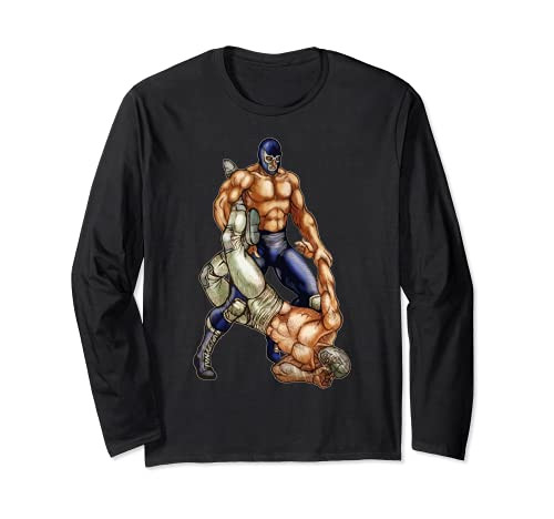 Feel-Ink Masked Mexican Legend Wrestlers Demon Blue El Santo Long Sleeve T-Shirt