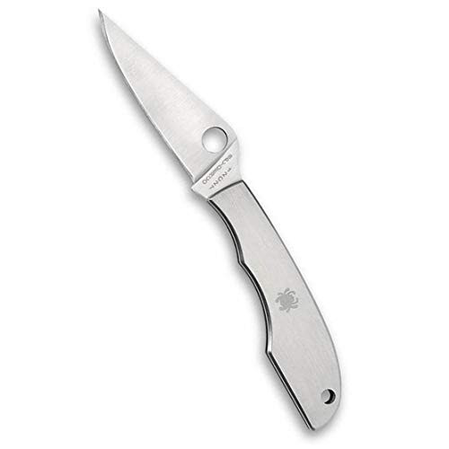Spyderco Grasshopper Non-Locking Knife with 2.30" 3CR Steel Blade and Durable Stainless Steel Handle - PlainEdge - C138P