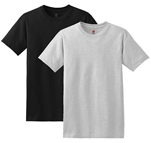 Hanes Men's 4Pack Crew Neck Tagless Black-Grey Undershirts Crewneck T-Shirt S