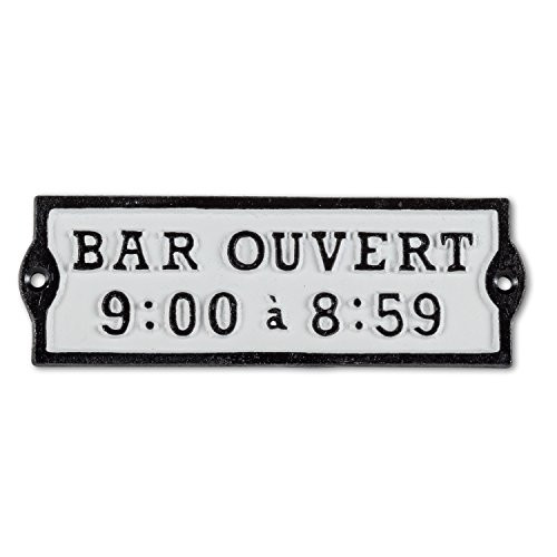 Abbott Collection 27-IRONAGE-393 Bar Ouvert Sign-Ant Wht-7" L Antique White