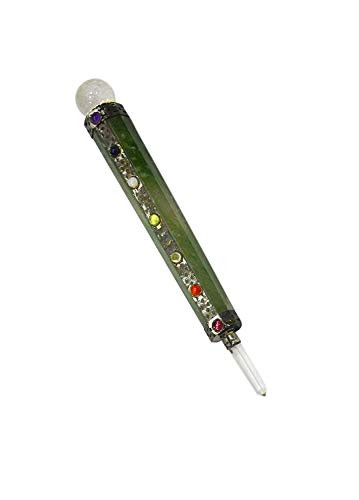 Aatm Natural Healing Gemstone Wand Tower with Seven Chakra Stones and Crystal Ball to Attract Higher Spiritual Energy -Green Aventurine with Pencil-