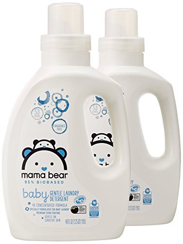 Amazon Brand - Mama Bear Gentle Baby Laundry Detergent, 95 percent Biobased, Fragrance Free, 53 Loads Each 40 Fl Oz -Pack of 2-