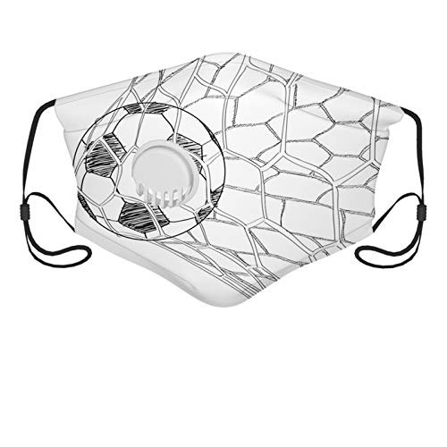 Activated carbon filter mask?mbesonne Soccer, Soccer Ball in Net Goaly Position Sports Competition Spectators Hand Drawn Style,Black White ?Printed Facial decorations for adult