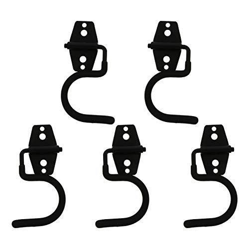 Cabilock 5pcs Garage Hook Hanger Utility Organization Steel Garage Storage Hook Wall Mount Garage Hanger Bike Hanger Organizing Tool Ladder Ropes Black