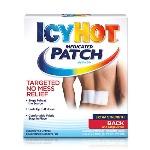 Icy Hot Medicated Patch Extra Strength Pain Relief Patch for Back or Large Area, 5 Count -Pack of 3-