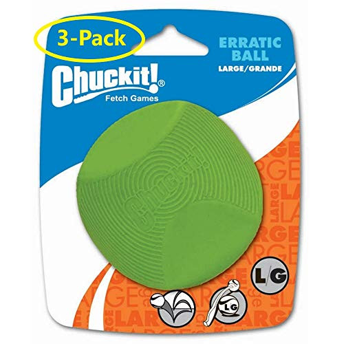 Chuckit Erratic Ball for Dogs Large Ball 3" Diameter  -Pack of 3-