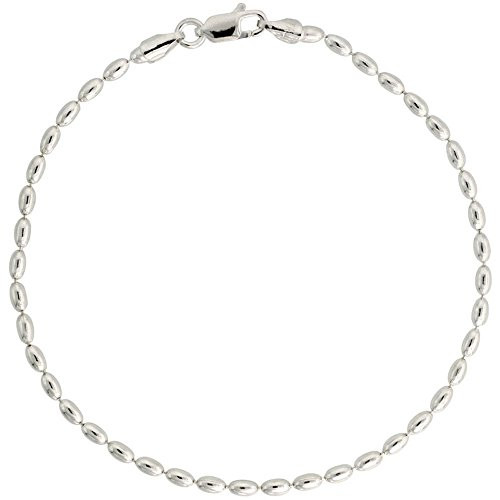 Sterling Silver Oval Pallini Bead Ball 