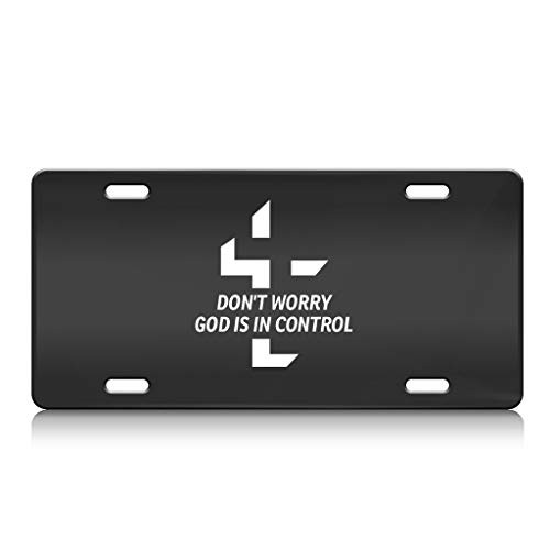 Press Fans - Don't Worry GOD is in Control Religious Christian S.Steel Car SUV Truck License Plate Decorative Tag Black-D-h8