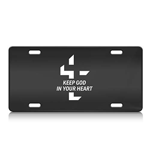 Press Fans - Keep GOD in Your Heart Religious Christian S.Steel Car SUV Truck License Plate Decorative Tag Black-D-i39