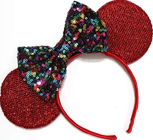 CLGIFT Rainbow Mickey Ears, Rainbow Minnie Mouse Ears, Sparkly Minnie Ears, Mouse Ears, Electrical Parade