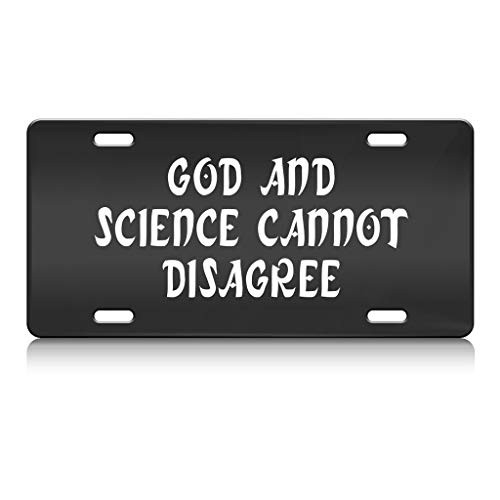 Press Fans - GOD and Science Cannot Disagree Muslim Islamic S.Steel Car SUV Truck License Plate Decorative Tag Black-D-u33