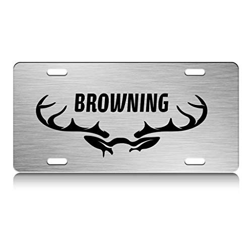 Press Fans - Browning Deer Hunters Hunting S.Steel Car SUV Truck License Plate Decorative Tag Chrome-D-n23