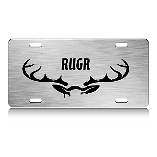 Press Fans - RUGR Deer Hunters Hunting S.Steel Car SUV Truck License Plate Decorative Tag Chrome-D-o90