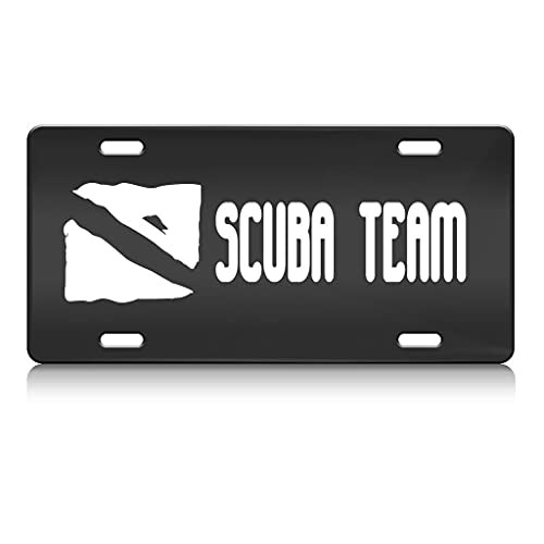 Press Fans - Scuba Team Scuba Diving S.Steel Car SUV Truck License Plate Decorative Tag Black-D-x15