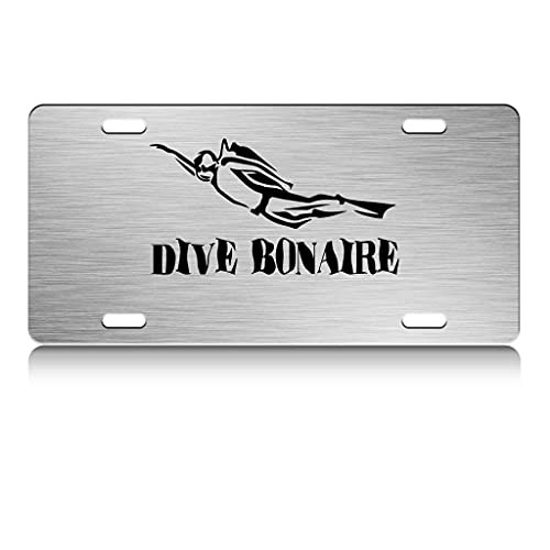 Press Fans - Dive Bonaire Scuba Diving S.Steel Car SUV Truck License Plate Decorative Tag Chrome-D-x84