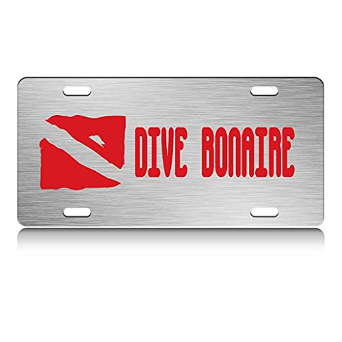 Press Fans - Dive Bonaire Scuba Diving S.Steel Car SUV Truck License Plate Decorative Tag Chrome-D-a41