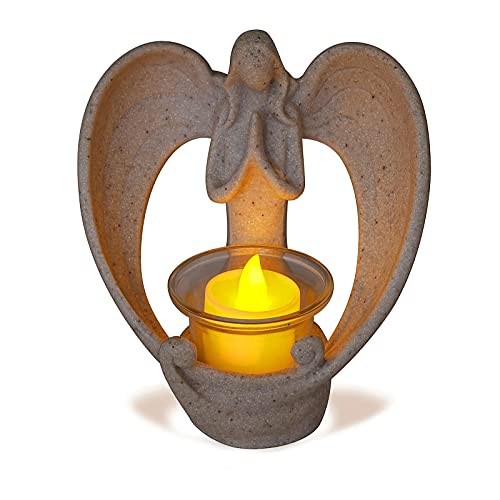 Sympathy Gifts, Angel Statue Memorial Gifts in Memory of Loved One Bereavement Gifts Tealight Candle Holder with LED Flickering Candle Condolences Gifts Sympathy Gifts, Angel Statue Memorial Gifts in Memory of Loved One Bereavement Gifts Tealight Candle Holder with LED Flickering Candle Condolences Gifts
