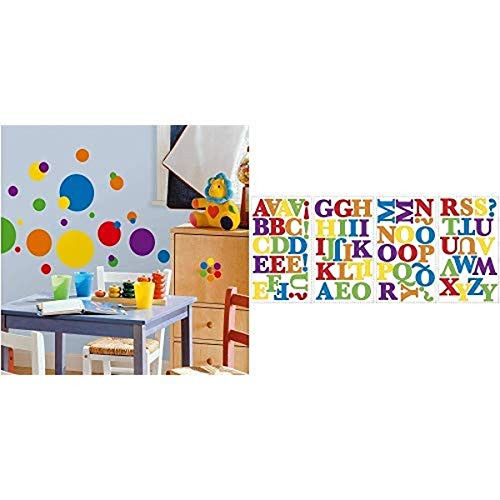 RoomMates Colorful Dots Peel and Stick Wall Decals and RoomMates Express Yourself Primary Peel and Stick Wall Decals