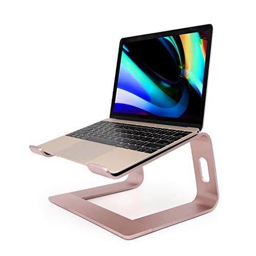 Laptop Stand for Desk, Detachable Laptop Riser Notebook Holder Stand Ergonomic Aluminum Laptop Mount Computer Stand, Compatible with MacBook Air Pro, Dell XPS, Lenovo More 10-18" Laptops-Rose Gold-