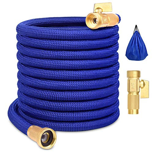 Garden Hose Water Hose Expandable Garden Hose Flexible Garden Hose 50FT No-Kink Flexible Expanding Water Hose with 4 Layer Latex Core, 3/4 Solid Brass Fittings for Watering/Washing/Cleaning