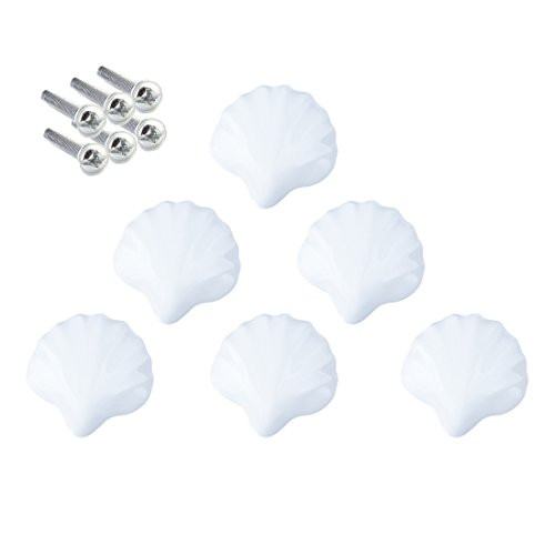 6Pack Drawer Knobs, YIFAN Cabinet Knobs Door Knobs Drawer Pulls Dresser Knobs Handles Cupboard Pulls Lovely Ceramic Shell Handle - White