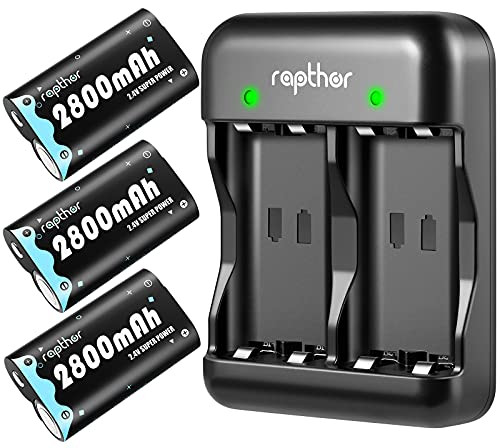 Rapthor 2800mAh Gaming Controller Rechargeable Battery Pack with Charger for Xbox One/Xbox One X/Xbox One S/Xbox One Elite/Xbox Series X/S Batteries Kit -3 Batteries plus1 Charger-