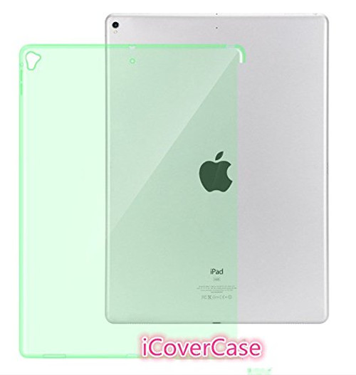 iPad Pro 12.9 2017 Case , iCoverCase Ultra-thin Silicone Back Cover Clear Plain Soft TPU Gel Rubber Colorful Skin Case Protector Shell for Apple iPad Pro 12.9 New 2017 Model (Green)